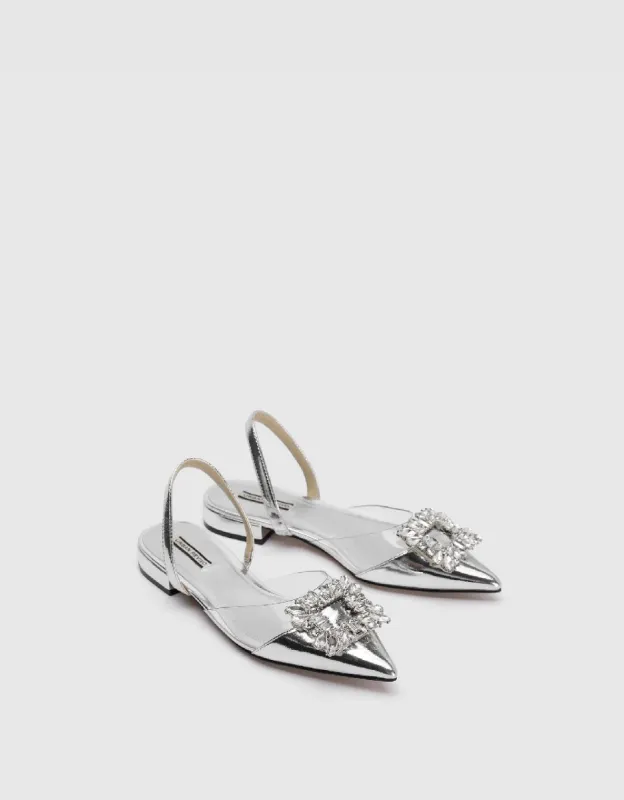 Buckle Décor Pointed Toe Slingbacks sold by Urban Revivo