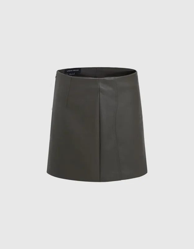 Vegan Leather Mini A-Line Skirt sold by Urban Revivo