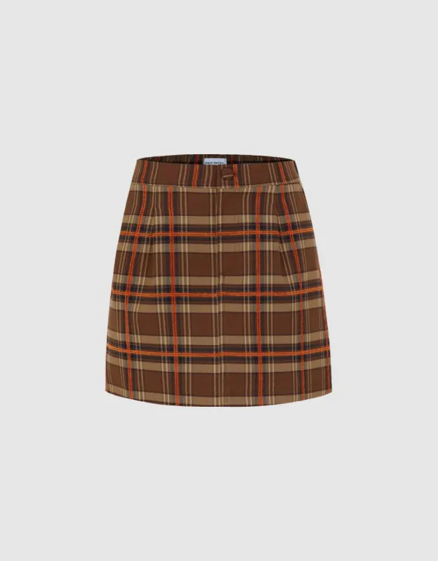 Plaid Mini A-Line Skirt sold by Urban Revivo