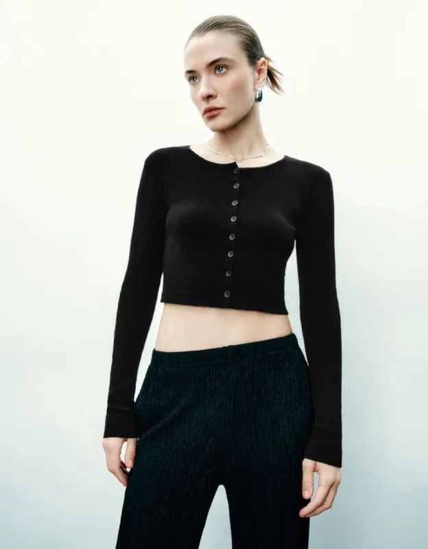 Skinny Crew Neck Knitted Cardigan sold by Urban Revivo