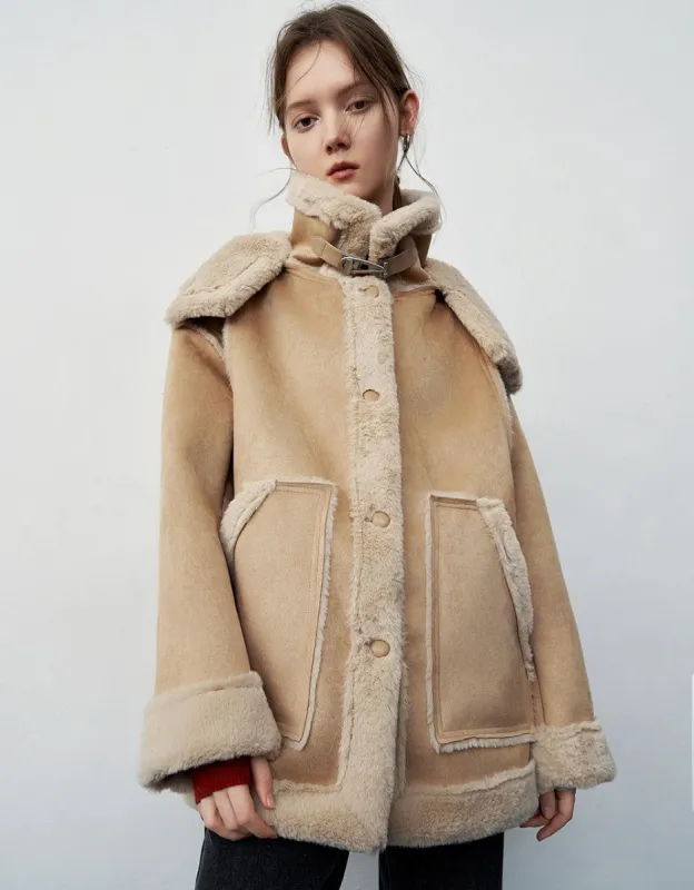 Hooded Straight Vegan Leather Jacket sold by Urban Revivo