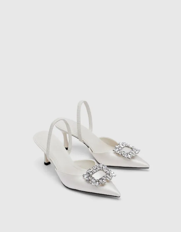 Buckle Décor Pointed Toe Slingbacks sold by Urban Revivo