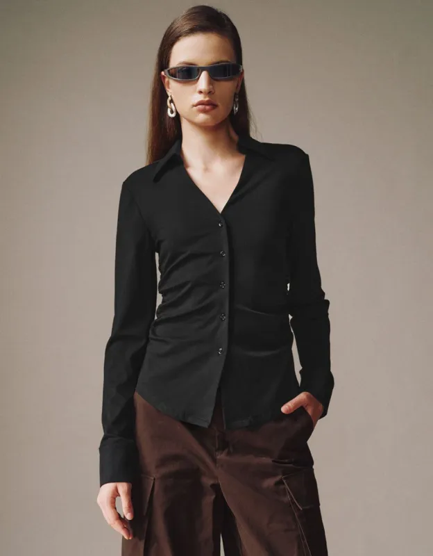 V-Neck Lapel Shirt sold by Urban Revivo