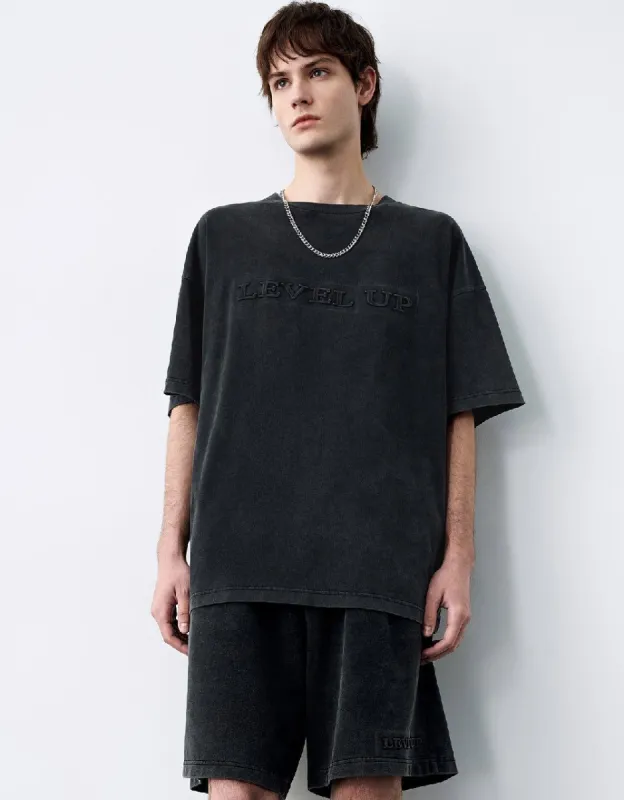Letter Embossed Crew Neck T-Shirt made by Urban Revivo