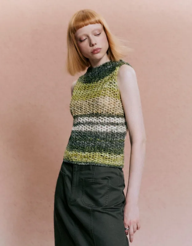 Striped Crew Neck Knitted Vest sold by Urban Revivo