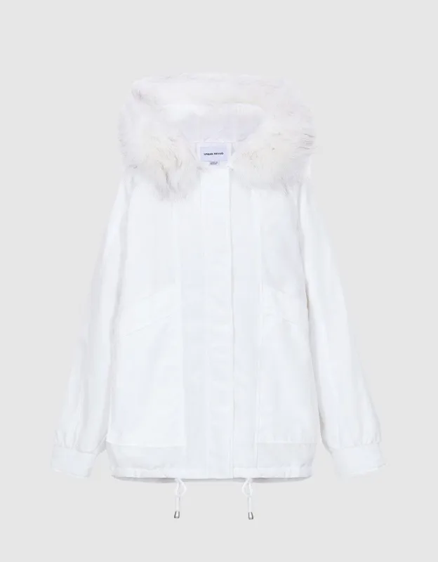 Fuzzy Trim Hooded Winter Coat sold by Urban Revivo