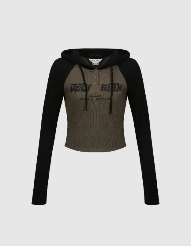 Raglan Sleeve Hooded T-Shirt sold by Urban Revivo