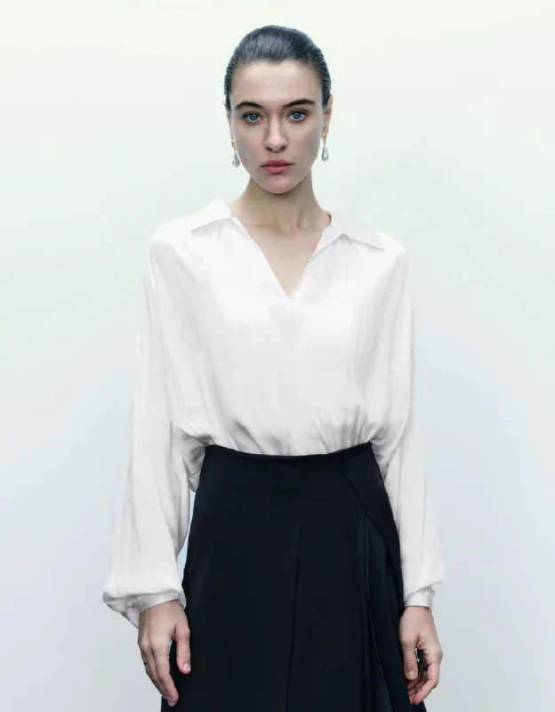 Puff Sleeve Square-cut Collar Overhead Shirt sold by Urban Revivo