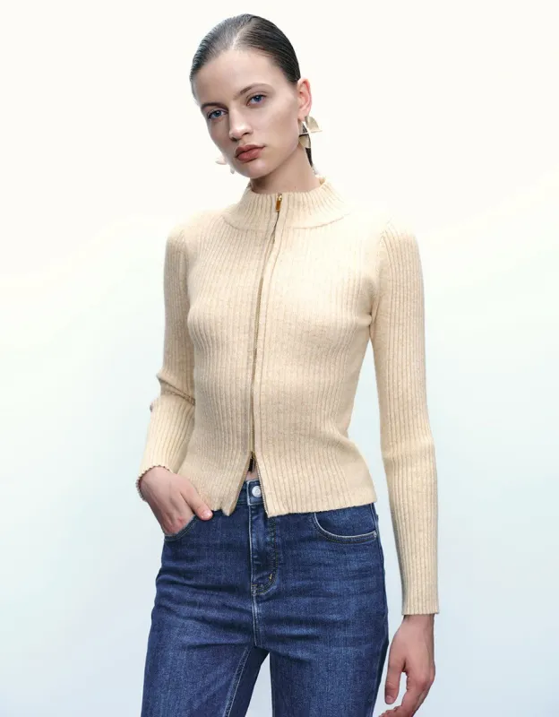 Zipper Front Knitted Cardigan sold by Urban Revivo