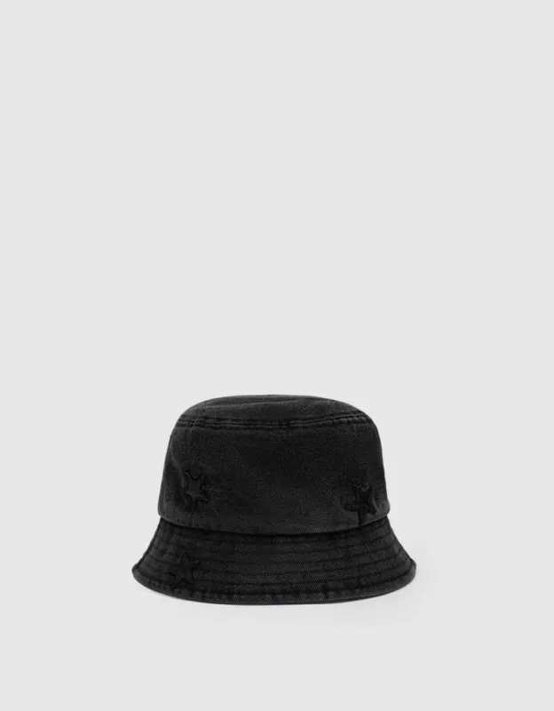 Star Embossed Denim Bucket Hat sold by Urban Revivo