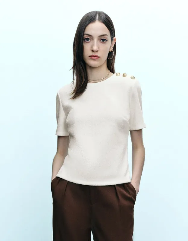 Crew Neck Straight T-Shirt sold by Urban Revivo