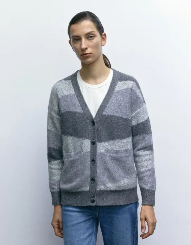 Striped V-Neck Knitted Cardigan sold by Urban Revivo