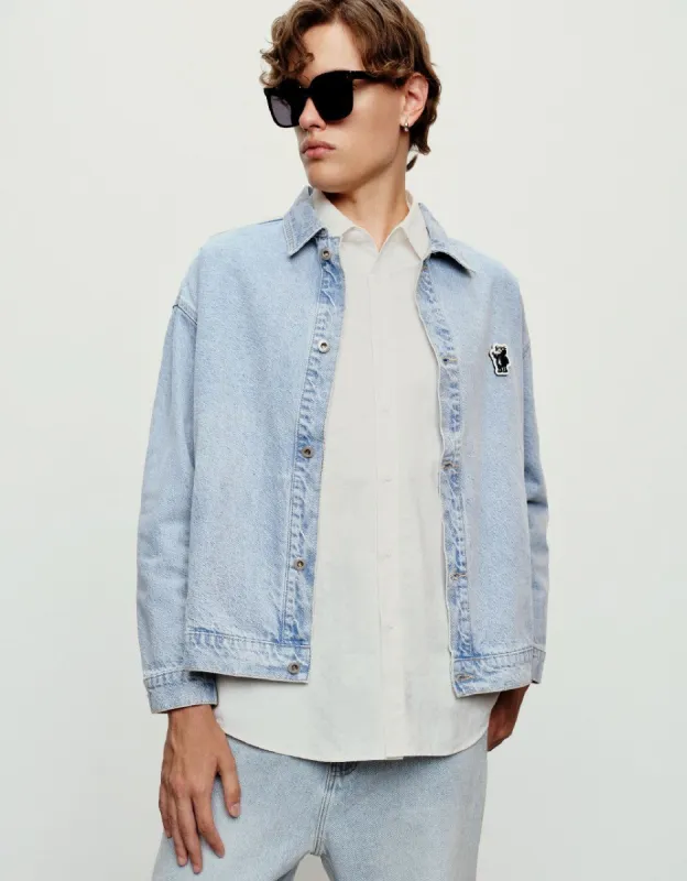 Drop Shoulder Sleeve Denim Jacket sold by Urban Revivo
