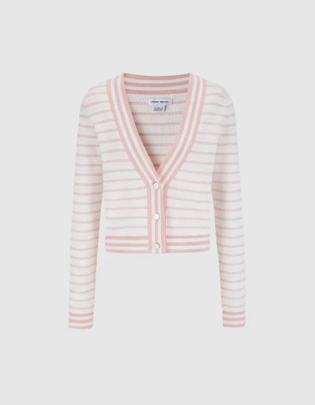 Horizontal Stripe Knit Cardigan sold by Urban Revivo