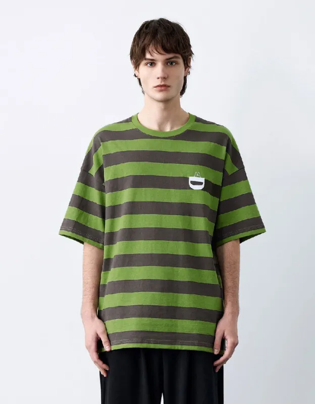 Striped Printed Crew Neck T-Shirt sold by Urban Revivo