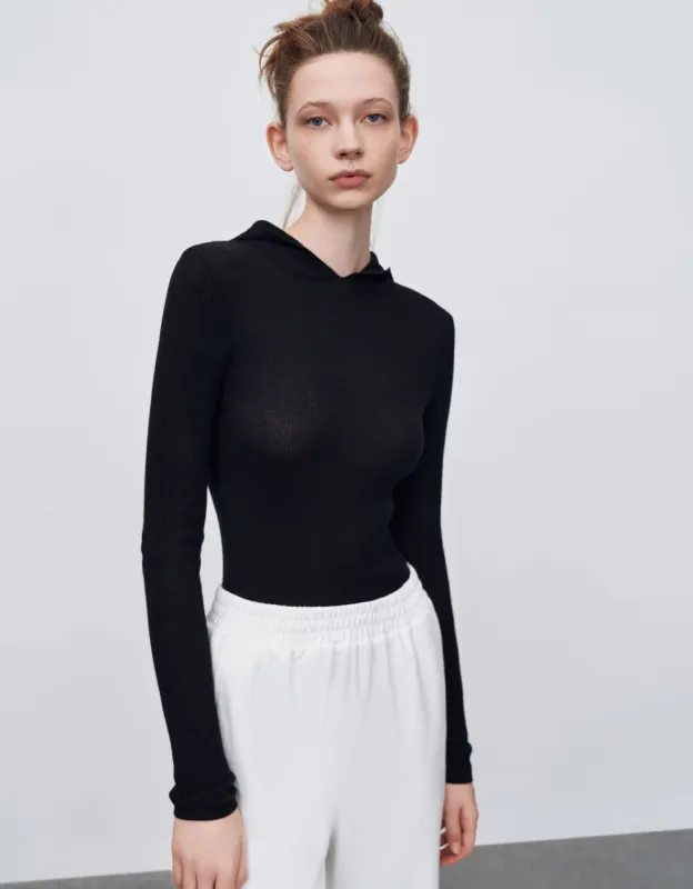 Hooded Knitted T-Shirt sold by Urban Revivo