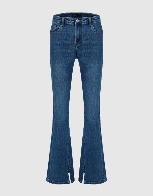 Split Hem Flare Jeans sold by Urban Revivo