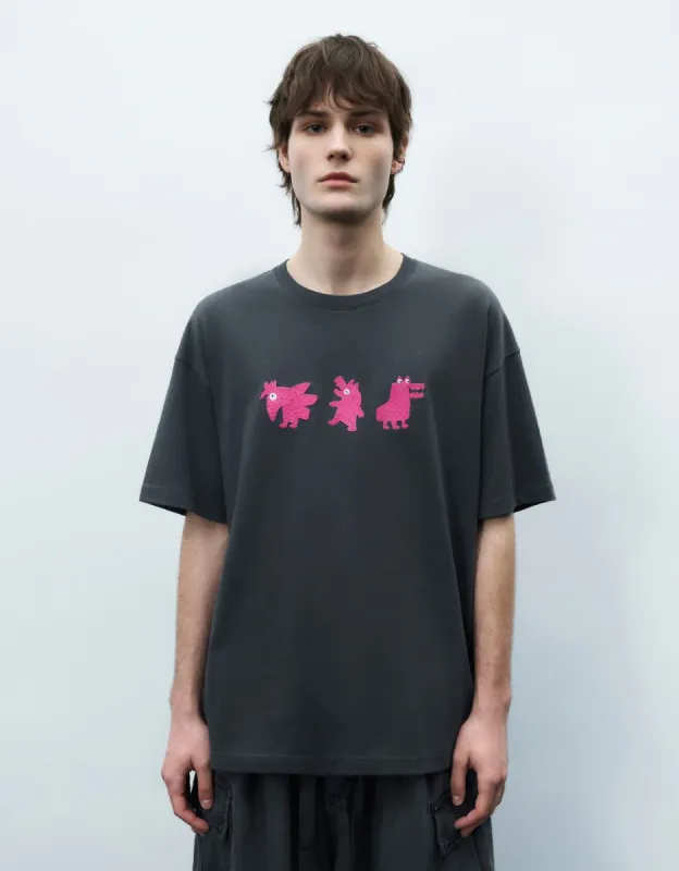 Crocodiles Embossed Crew Neck T-Shirt made by Urban Revivo