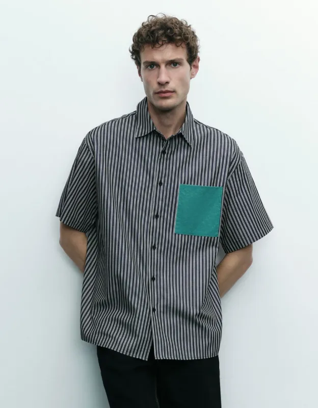 Striped Pocket Detail Shirt sold by Urban Revivo