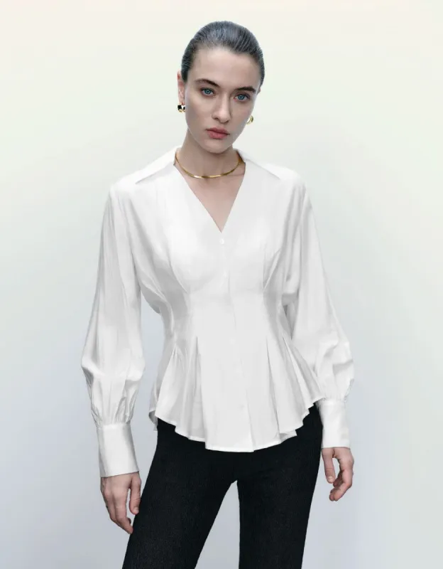 Pleated V-Neck Shirt sold by Urban Revivo