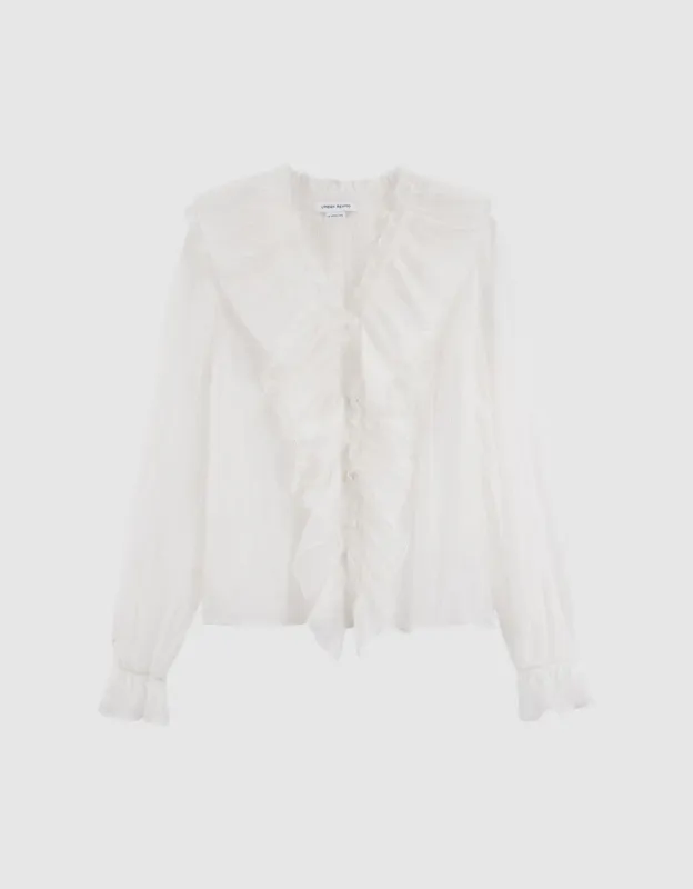 Ruffle V-Neck Shirt sold by Urban Revivo