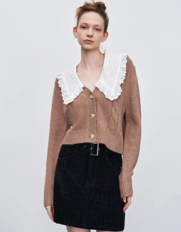 Knitted Cardigan With Detachable Collar sold by Urban Revivo