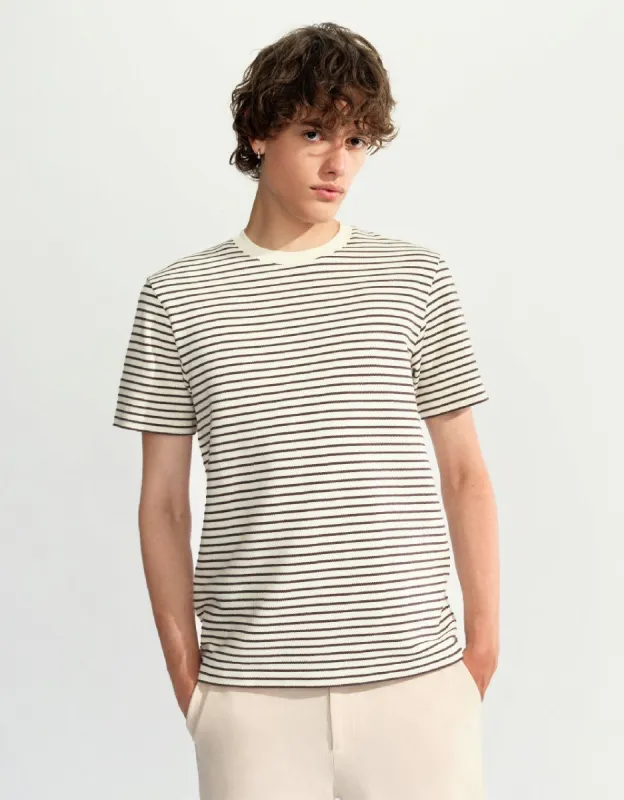 Striped Crew Neck T-Shirt sold by Urban Revivo