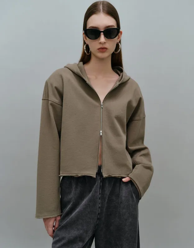 Zipper Front Hooded Jacket sold by Urban Revivo