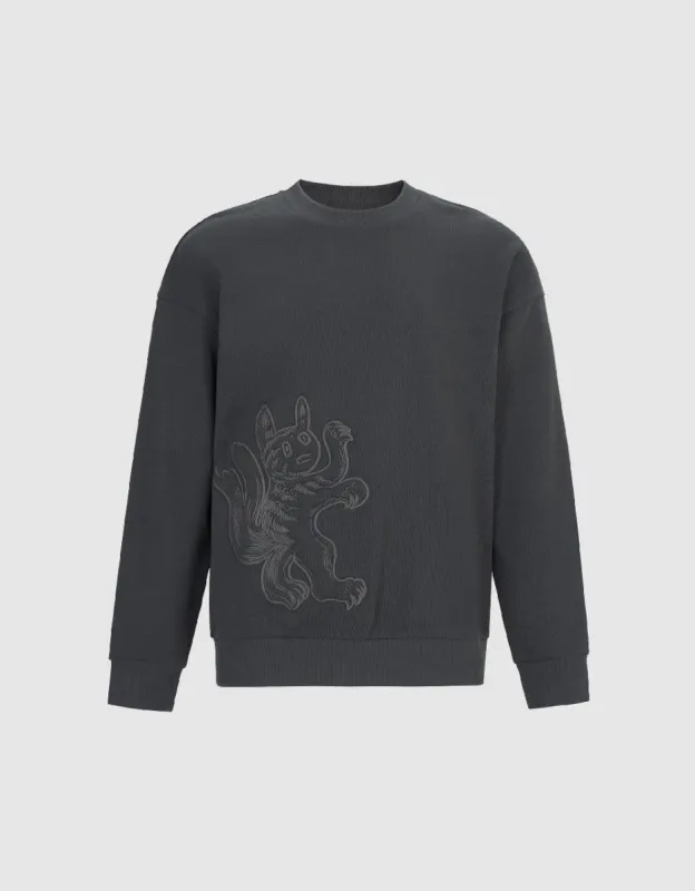 Cartoon Embossed Crew Neck T-Shirt sold by Urban Revivo