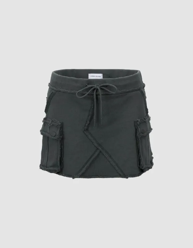 Raw Hem Mini A-Line Skirt sold by Urban Revivo