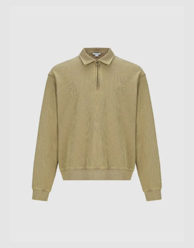 Zip Half Placket Loose Polo Shirt sold by Urban Revivo