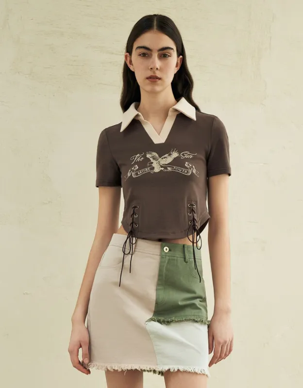 Graphic V-Neck Skinny T-Shirt sold by Urban Revivo