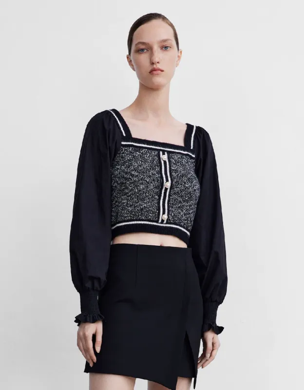 Combination Knit Crop Top sold by Urban Revivo