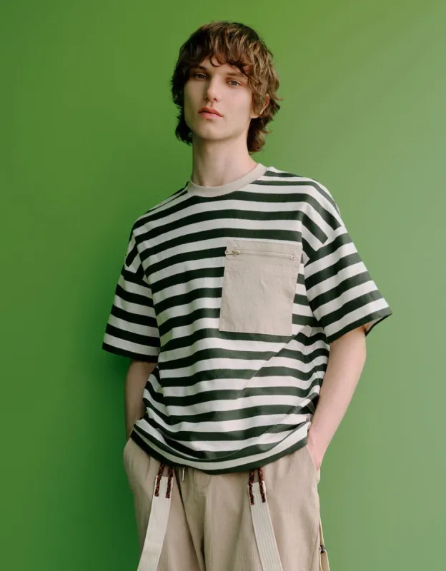 Striped Pocket Detail T-Shirt sold by Urban Revivo