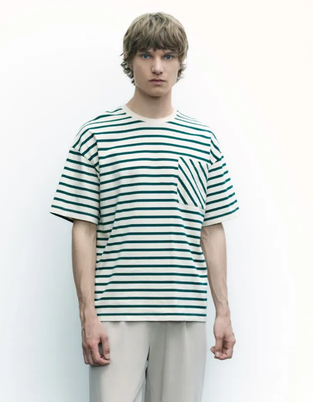 Striped Crew Neck T-Shirt sold by Urban Revivo