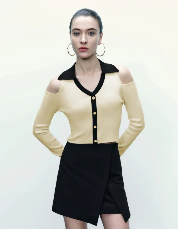 Cold Shoulder V-Neck Knitted T-Shirt sold by Urban Revivo