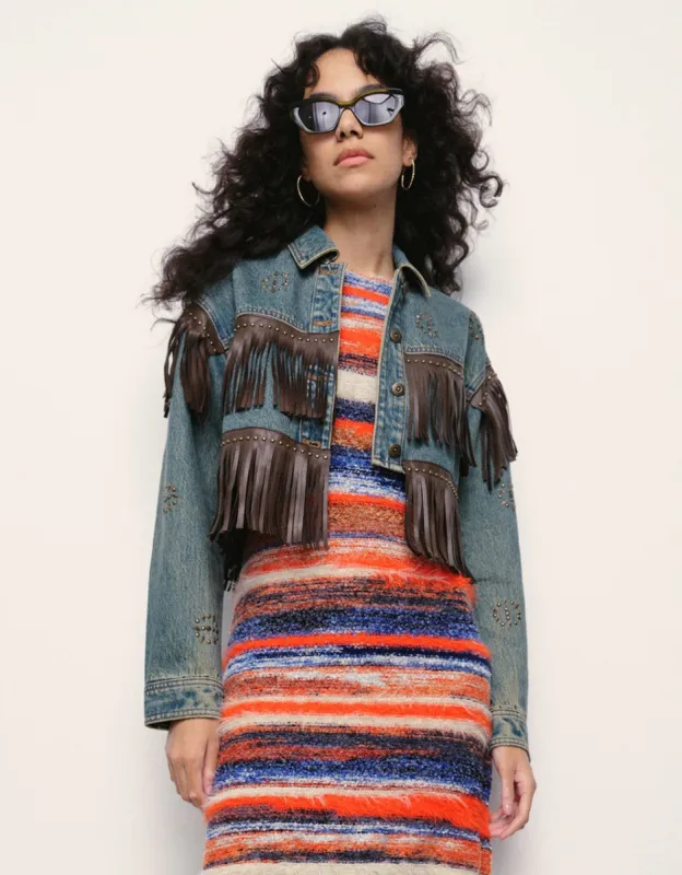 Cropped Denim Jacket sold by Urban Revivo