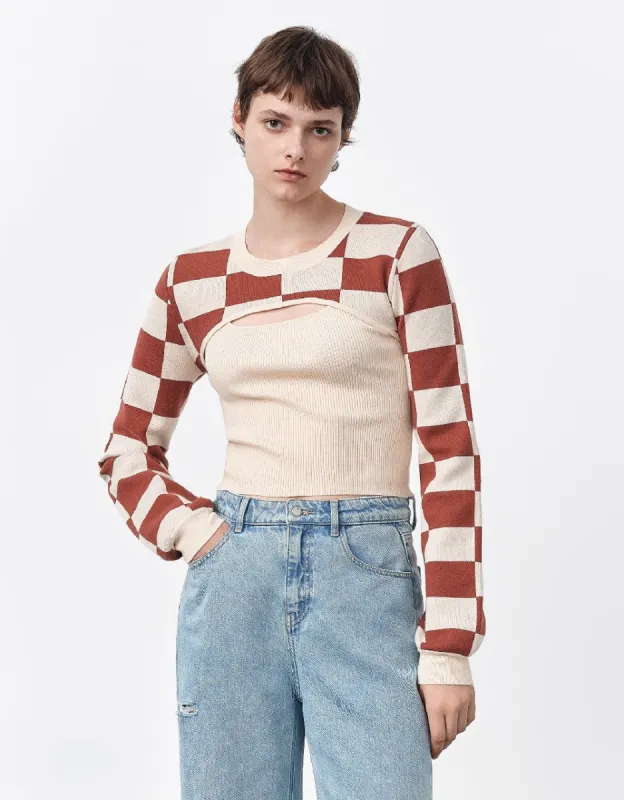 2 In 1 Checkered Knitted T-Shirt sold by Urban Revivo