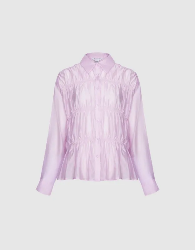 Shirred Long Sleeve Buttoned Blouse sold by Urban Revivo