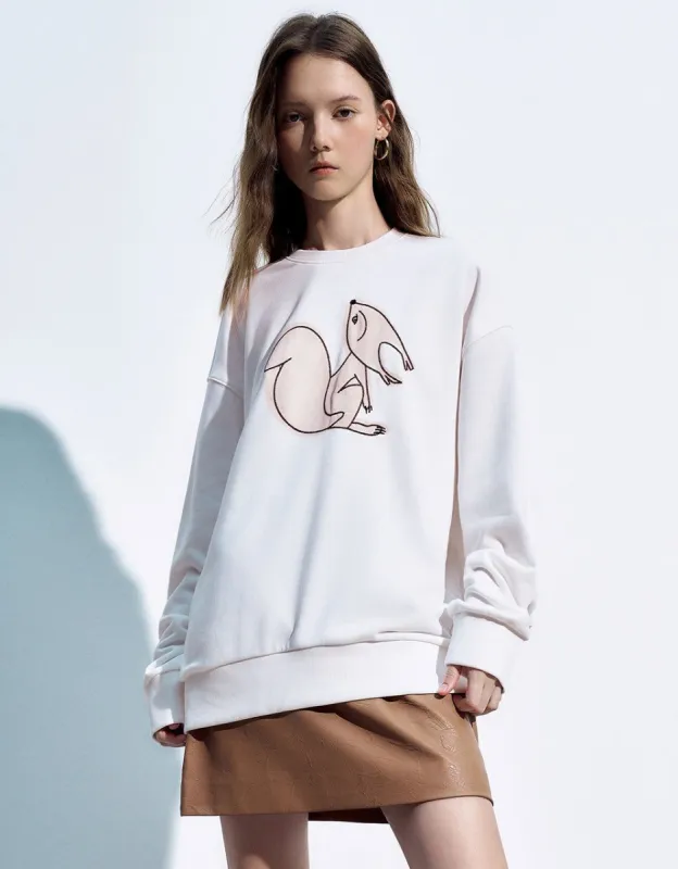 Animal Printed Crew Neck Loose Sweatshirt sold by Urban Revivo