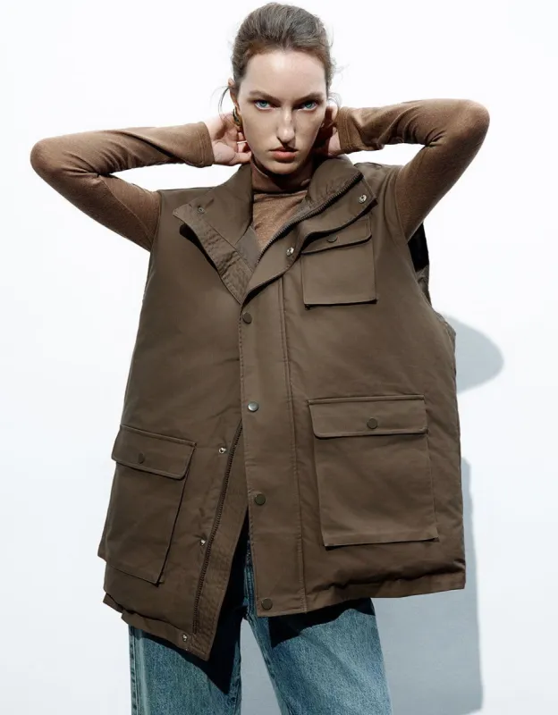 Press Button Padded Waistcoat sold by Urban Revivo