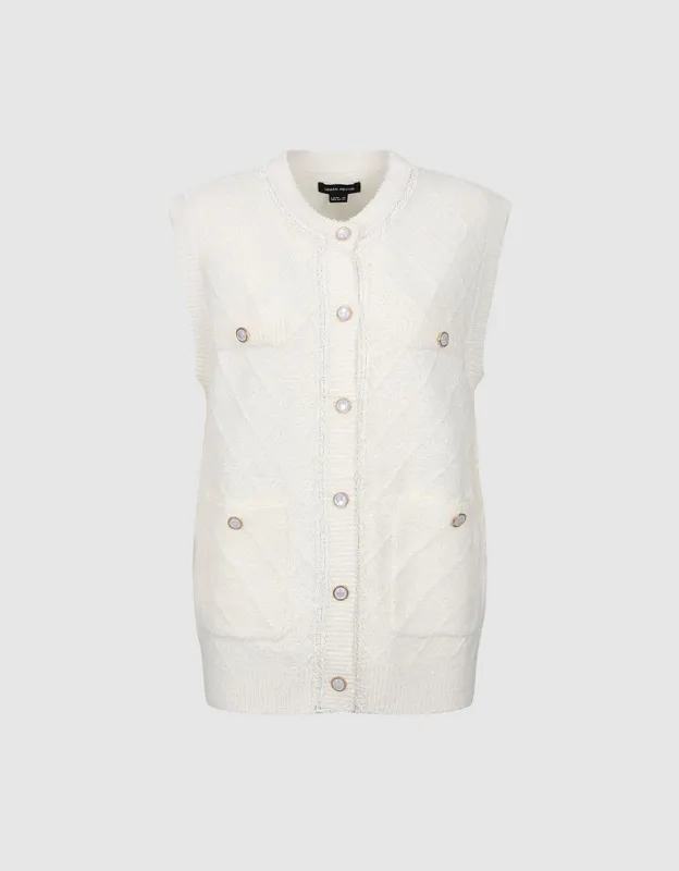 Tweed Crew Neck Knitted Vest sold by Urban Revivo