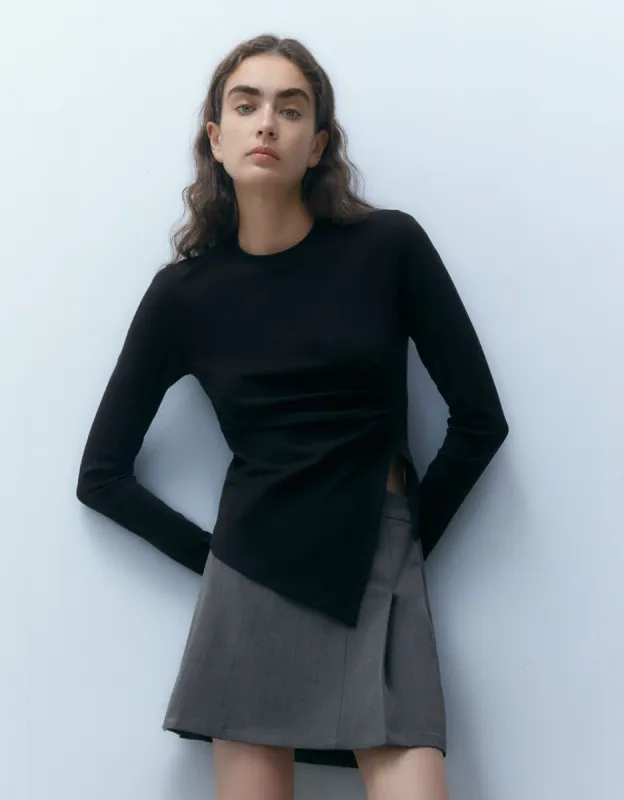 Asymmetric Crew Neck T-Shirt sold by Urban Revivo