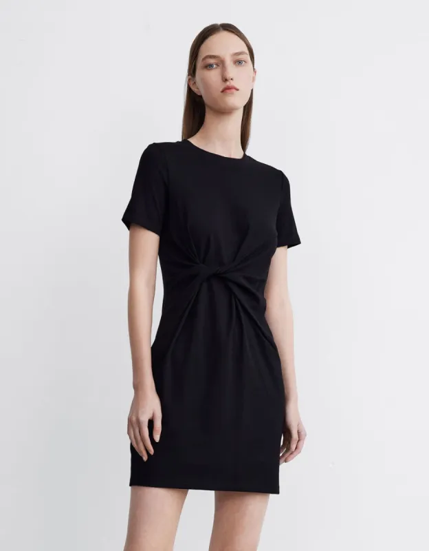 Twist Side Crew Neck Skinny-Fit Dress sold by Urban Revivo
