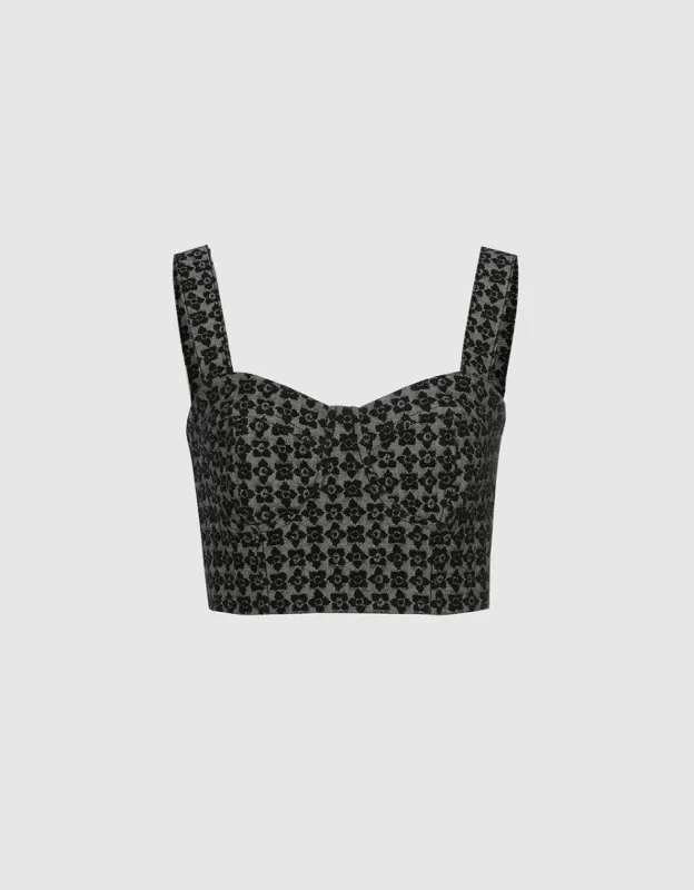 Allover Print Bustier Denim Cami Top sold by Urban Revivo
