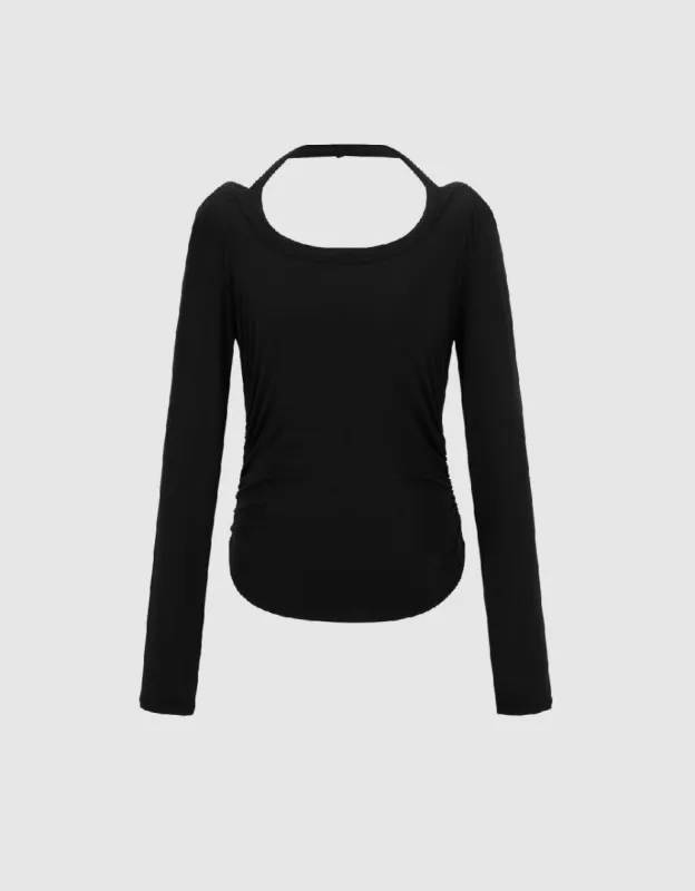 Ruched Crew Neck T-Shirt sold by Urban Revivo