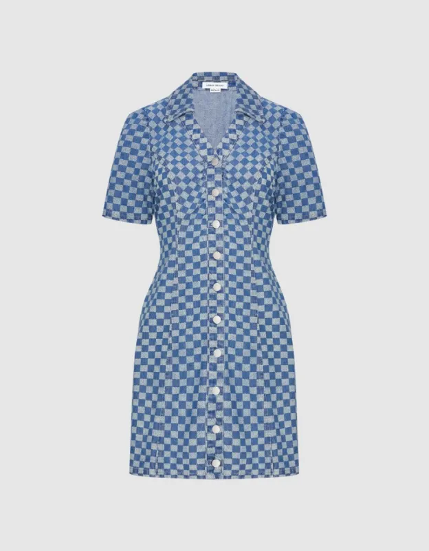 Checkered Denim Dress sold by Urban Revivo
