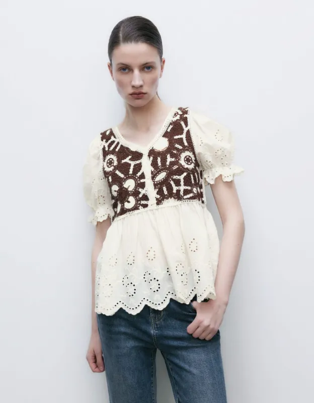 Puff Sleeve 2 In 1 Knitted T-Shirt made by Urban Revivo