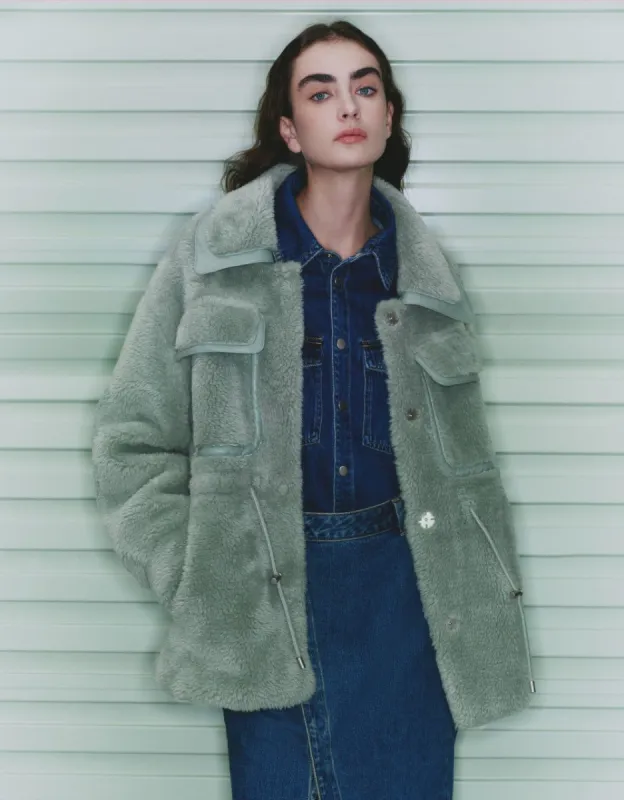 Fluffy Jacket With Drawstring Belt sold by Urban Revivo