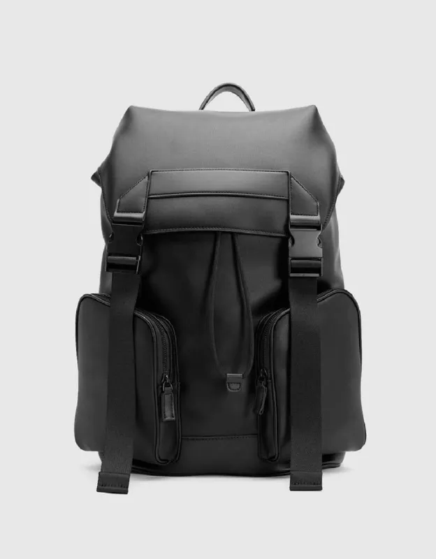Double Buckles Vegan Leather Backpack sold by Urban Revivo